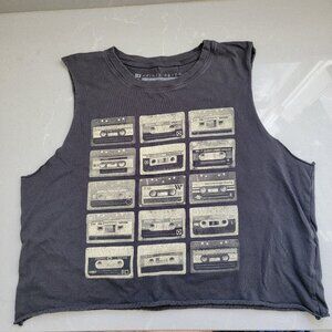 Cropped cassette print top